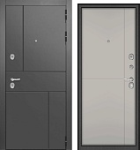 Дверь металл Фьюжн 8,5 см (МДФ графит / МДФ антискретч миндаль) (2050*960, правая, черный муар, хром фурн.)