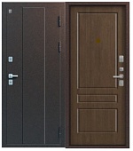 Дверь мет Т-6 (ТЕРМО) NEW,Медный муар, МДФ 10 мм Дуб янтарный, хром (2050*960, R, правая, магнит.уплотнит, нерж.порог)