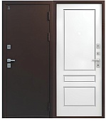 Дверь мет Т-6 (ТЕРМО) Медный муар, МДФ 10 мм Кашемир белый, хром (2050*960, L, левая)